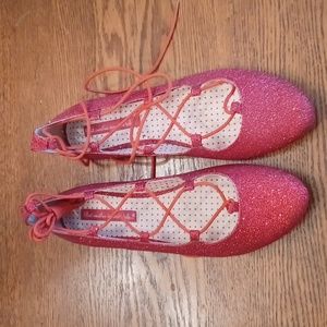 B.A.I.T. Red Sparkle Flats size 11